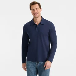 Supima Langarm-Poloshirt mit offenem Kragen für Herren
