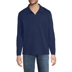 Supima Langarm-Poloshirt mit offenem Kragen für Herren