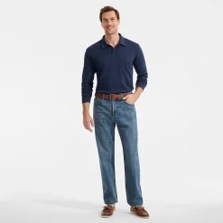Supima Langarm-Poloshirt mit offenem Kragen für Herren