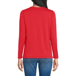 Supima® Langarm-Shirt mit V-Ausschnitt für Damen