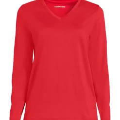Supima® Langarm-Shirt mit V-Ausschnitt für Damen