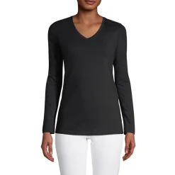 Supima® Langarm-Shirt mit V-Ausschnitt für Damen