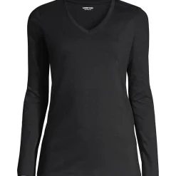 Supima® Langarm-Shirt mit V-Ausschnitt für Damen