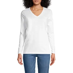 Supima® Langarm-Shirt mit V-Ausschnitt für Damen