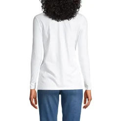 Supima® Langarm-Shirt mit V-Ausschnitt für Damen