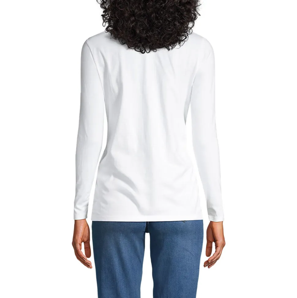 Supima® Langarm-Shirt mit V-Ausschnitt für Damen