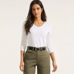 Supima® Langarm-Shirt mit V-Ausschnitt für Damen