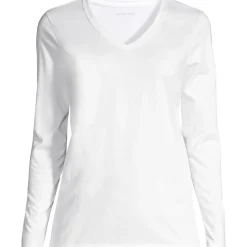 Supima® Langarm-Shirt mit V-Ausschnitt für Damen