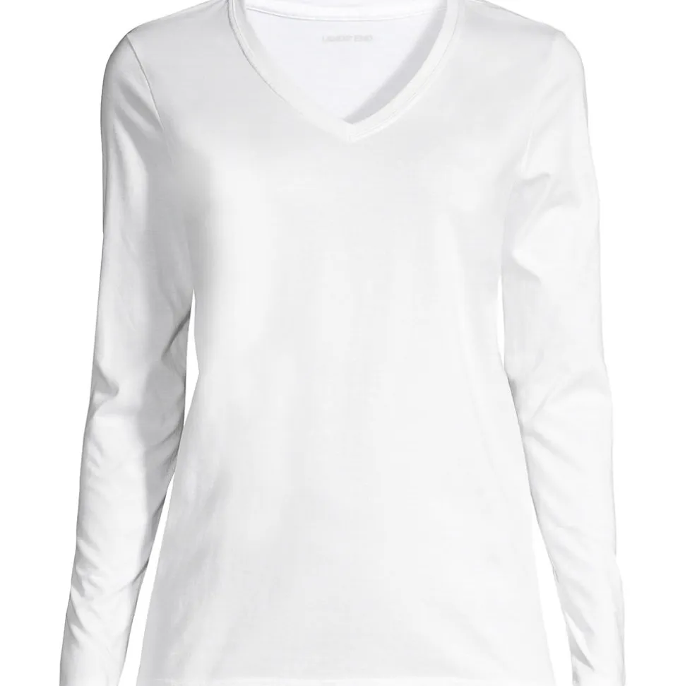 Supima® Langarm-Shirt mit V-Ausschnitt für Damen