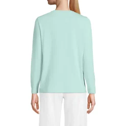 Supima® Langarm-Shirt mit V-Ausschnitt für Damen