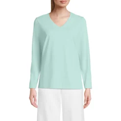 Supima® Langarm-Shirt mit V-Ausschnitt für Damen