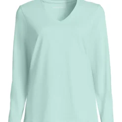 Supima® Langarm-Shirt mit V-Ausschnitt für Damen