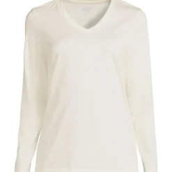 Supima® Langarm-Shirt mit V-Ausschnitt für Damen