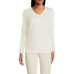 Supima® Langarm-Shirt mit V-Ausschnitt für Damen