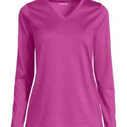 Supima® Langarm-Shirt mit V-Ausschnitt für Damen