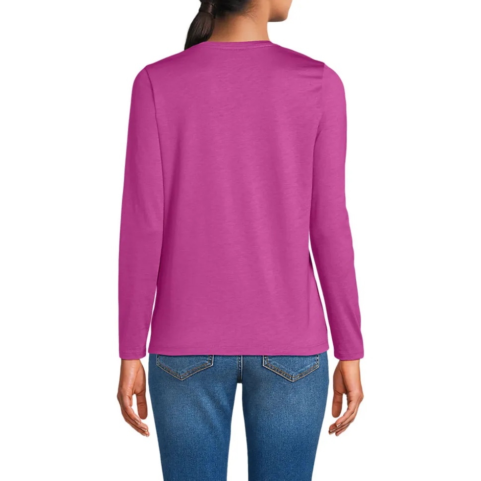 Supima® Langarm-Shirt mit V-Ausschnitt für Damen