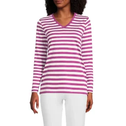Supima® Langarm-Shirt mit V-Ausschnitt für Damen