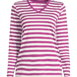 Supima® Langarm-Shirt mit V-Ausschnitt für Damen