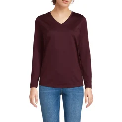 Supima® Langarm-Shirt mit V-Ausschnitt für Damen