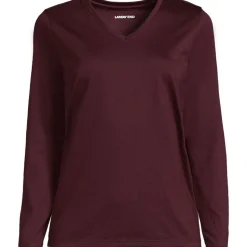 Supima® Langarm-Shirt mit V-Ausschnitt für Damen