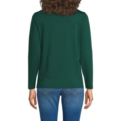 Supima® Langarm-Shirt mit V-Ausschnitt für Damen
