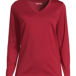 Supima® Langarm-Shirt mit V-Ausschnitt für Damen