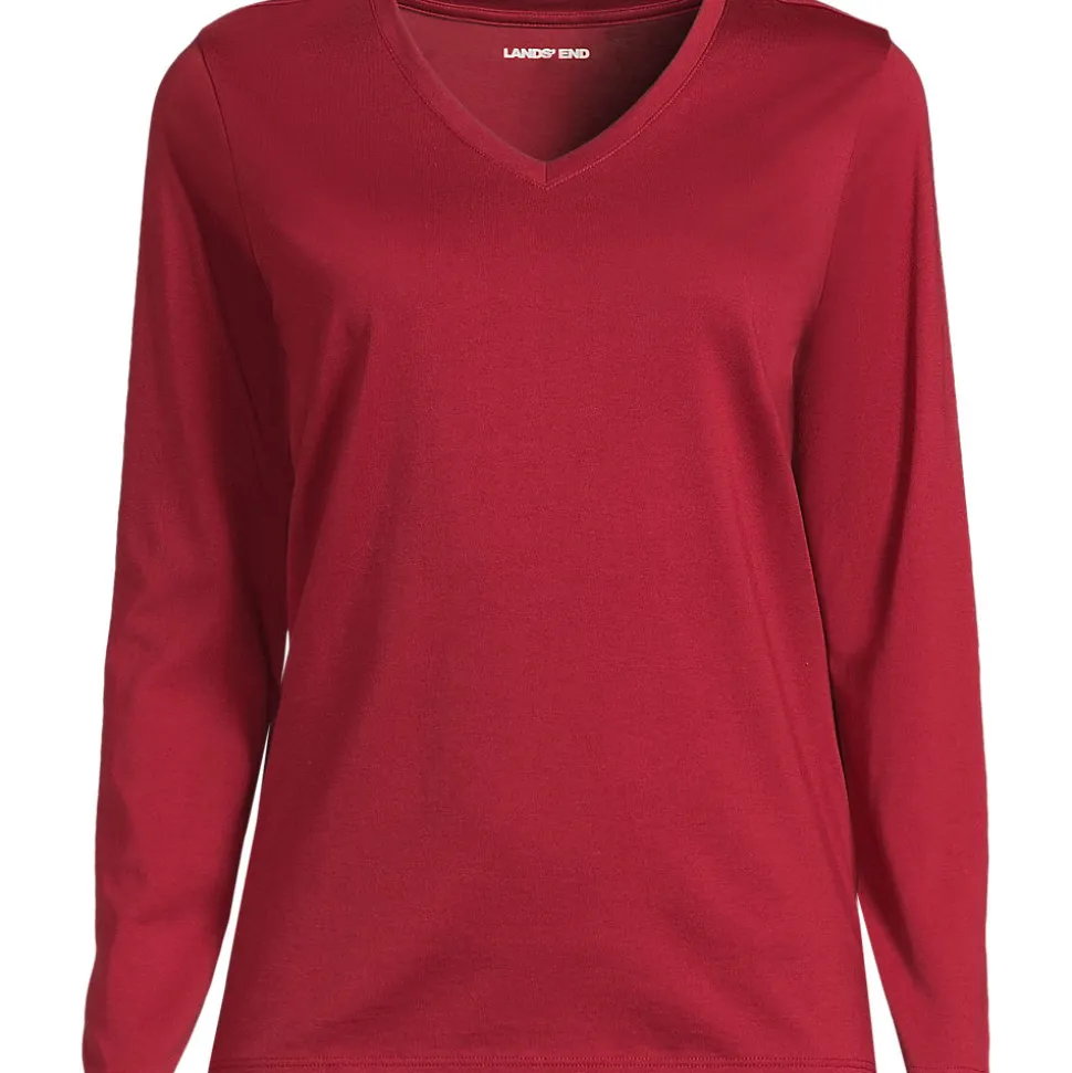 Supima® Langarm-Shirt mit V-Ausschnitt für Damen