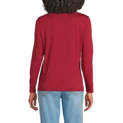 Supima® Langarm-Shirt mit V-Ausschnitt für Damen