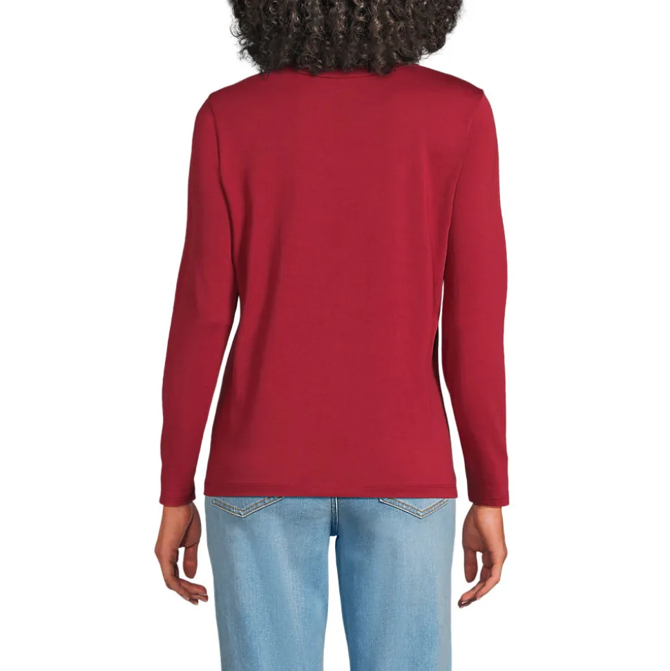 Supima® Langarm-Shirt mit V-Ausschnitt für Damen