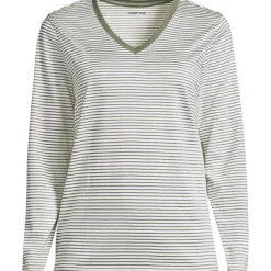 Supima® Langarm-Shirt mit V-Ausschnitt für Damen