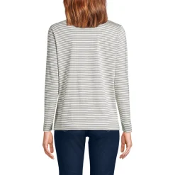 Supima® Langarm-Shirt mit V-Ausschnitt für Damen