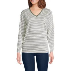 Supima® Langarm-Shirt mit V-Ausschnitt für Damen