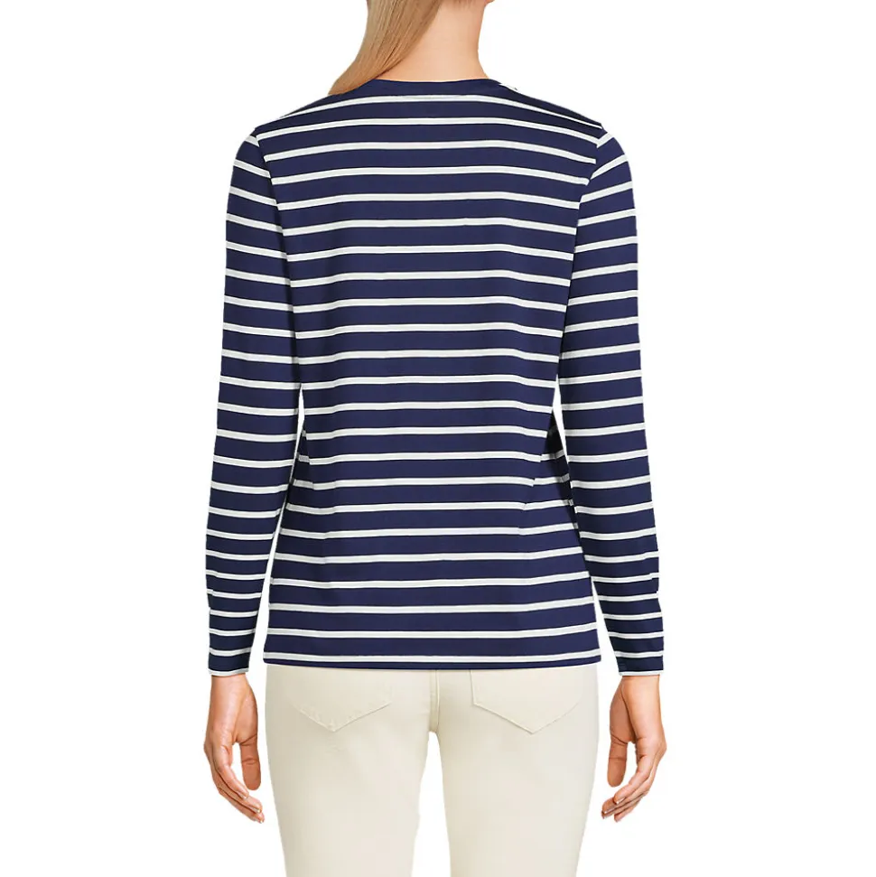 Supima® Langarm-Shirt mit V-Ausschnitt für Damen