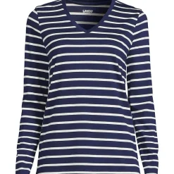 Supima® Langarm-Shirt mit V-Ausschnitt für Damen