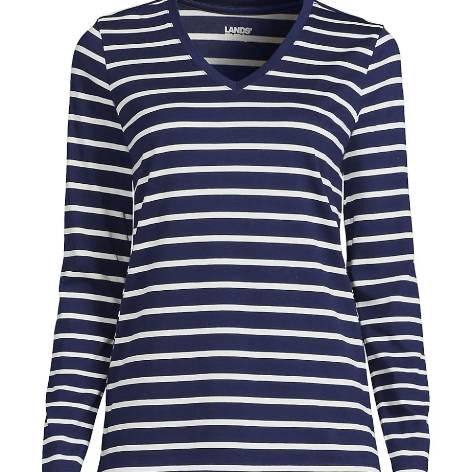 Supima® Langarm-Shirt mit V-Ausschnitt für Damen