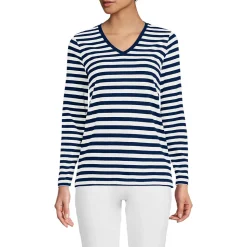 Supima® Langarm-Shirt mit V-Ausschnitt für Damen