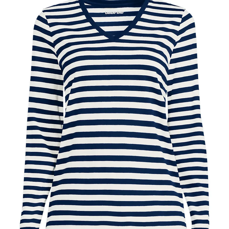Supima® Langarm-Shirt mit V-Ausschnitt für Damen