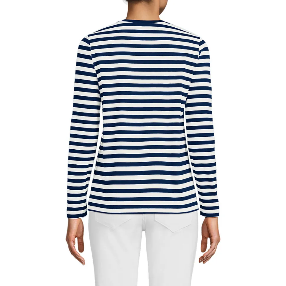 Supima® Langarm-Shirt mit V-Ausschnitt für Damen