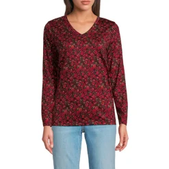 Supima® Langarm-Shirt mit V-Ausschnitt für Damen