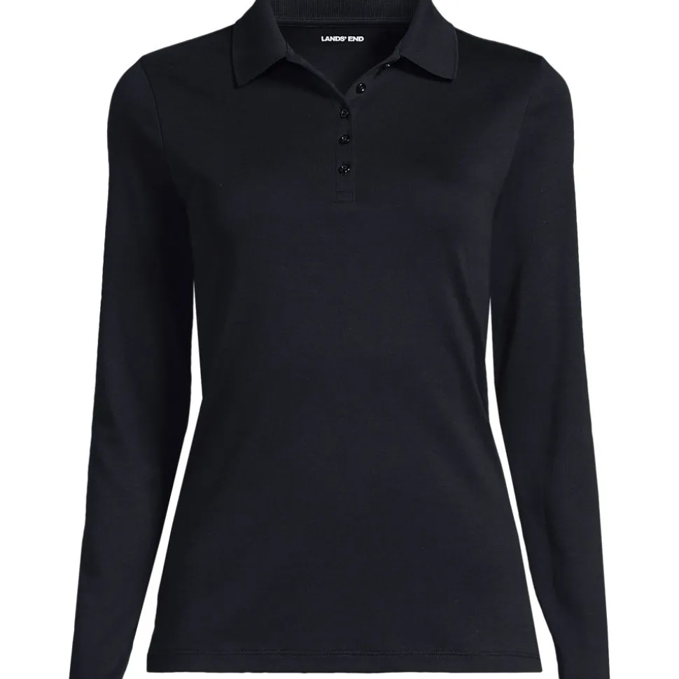 Supima-Poloshirt mit langen Ärmeln für Damen