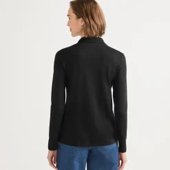 Supima-Poloshirt mit langen Ärmeln für Damen
