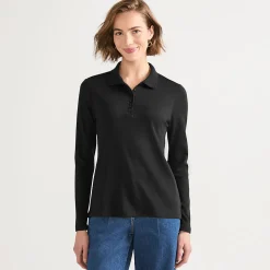 Supima-Poloshirt mit langen Ärmeln für Damen