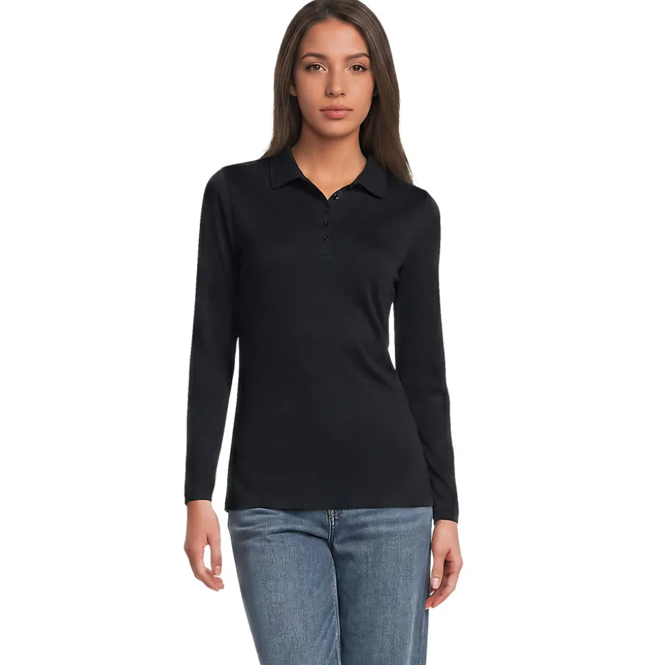 Supima-Poloshirt mit langen Ärmeln für Damen