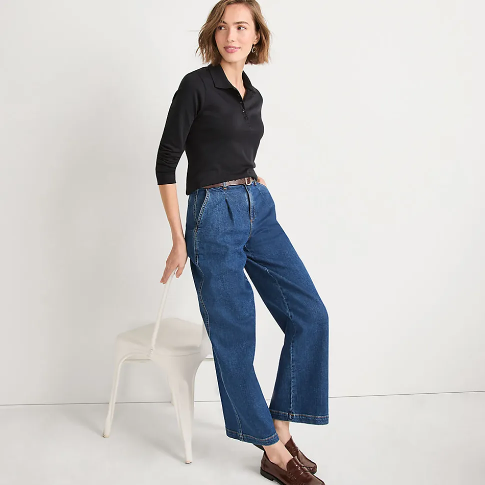 Supima-Poloshirt mit langen Ärmeln für Damen