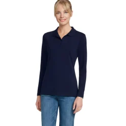 Supima-Poloshirt mit langen Ärmeln für Damen