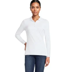 Supima-Poloshirt mit langen Ärmeln für Damen