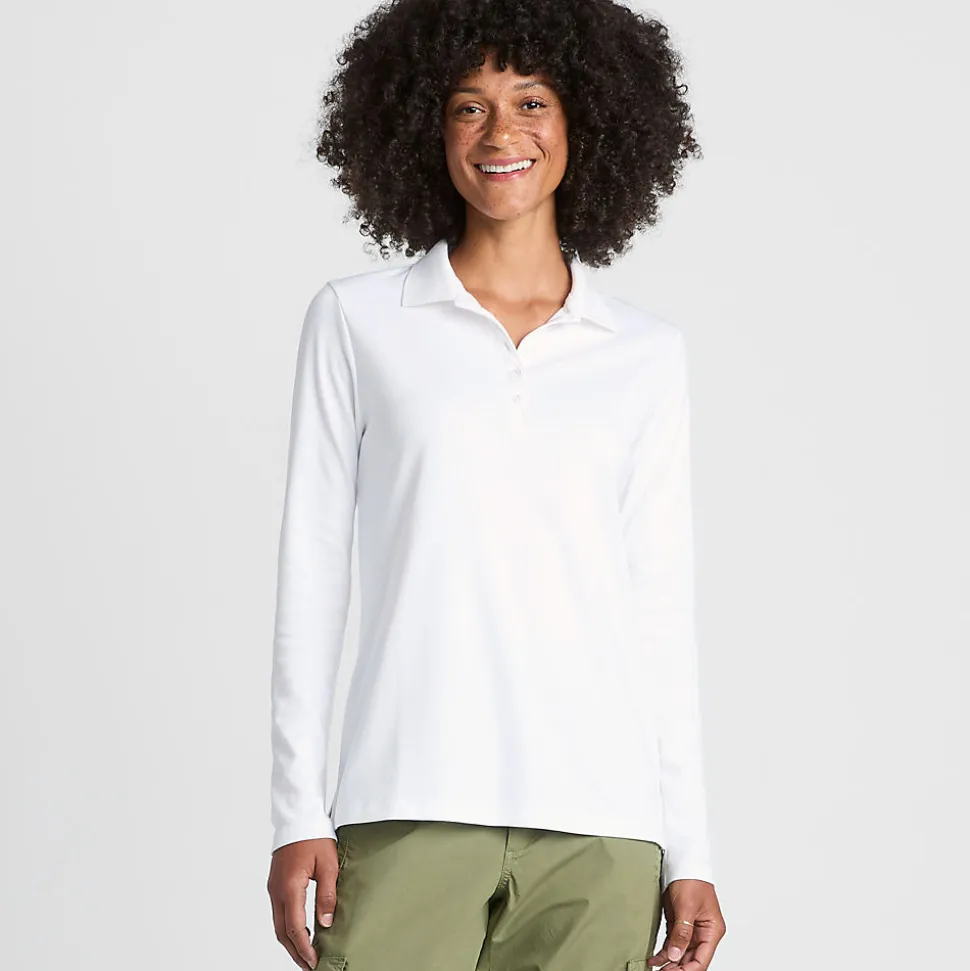 Supima-Poloshirt mit langen Ärmeln für Damen