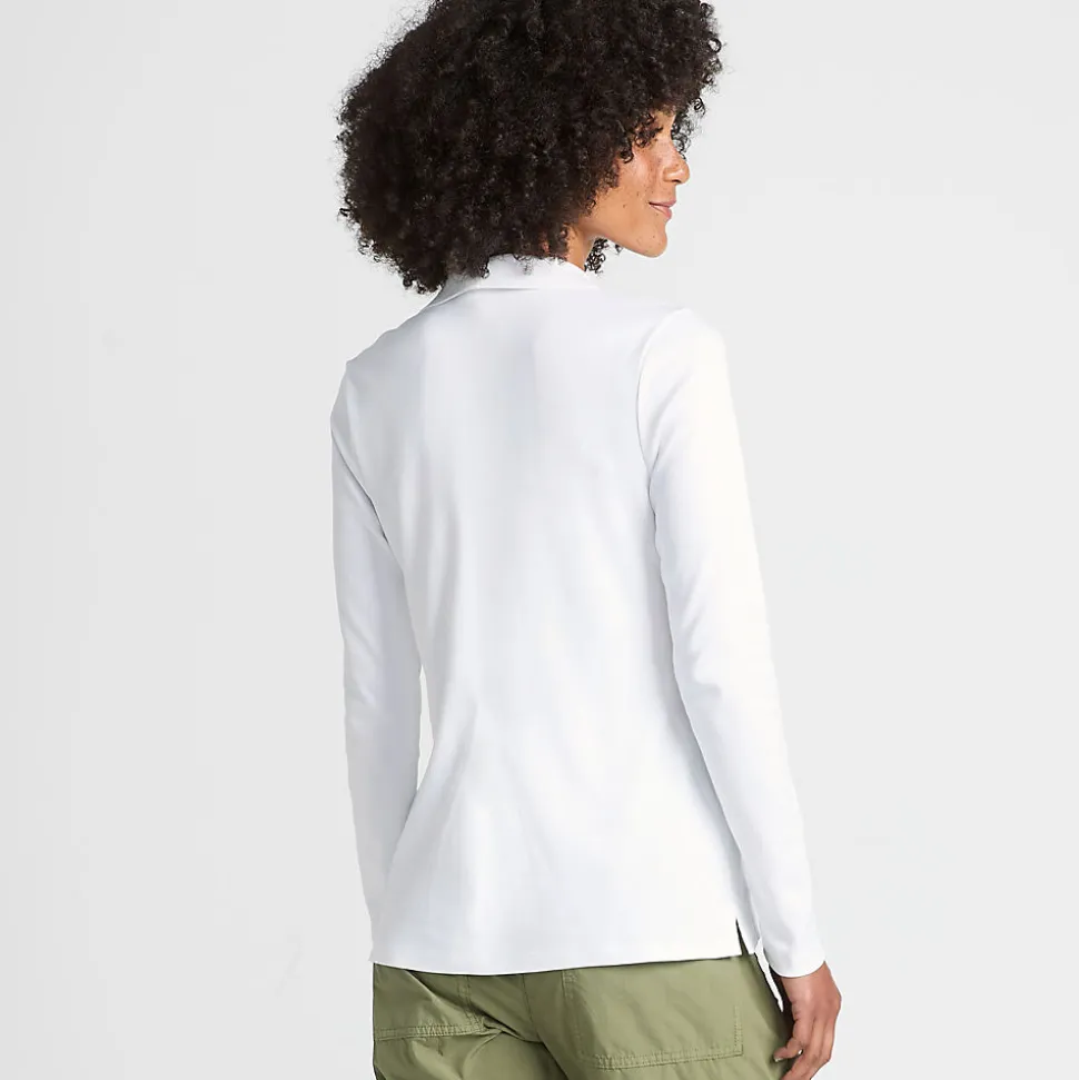 Supima-Poloshirt mit langen Ärmeln für Damen