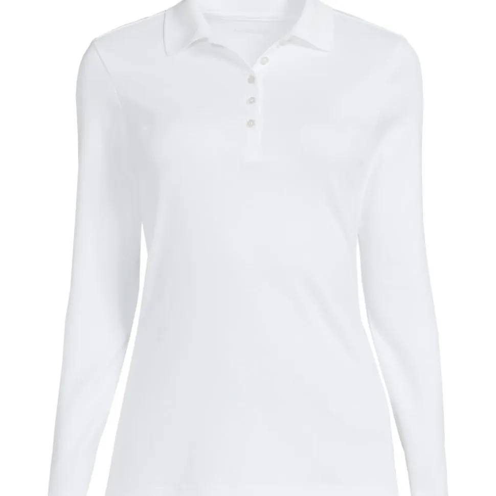Supima-Poloshirt mit langen Ärmeln für Damen