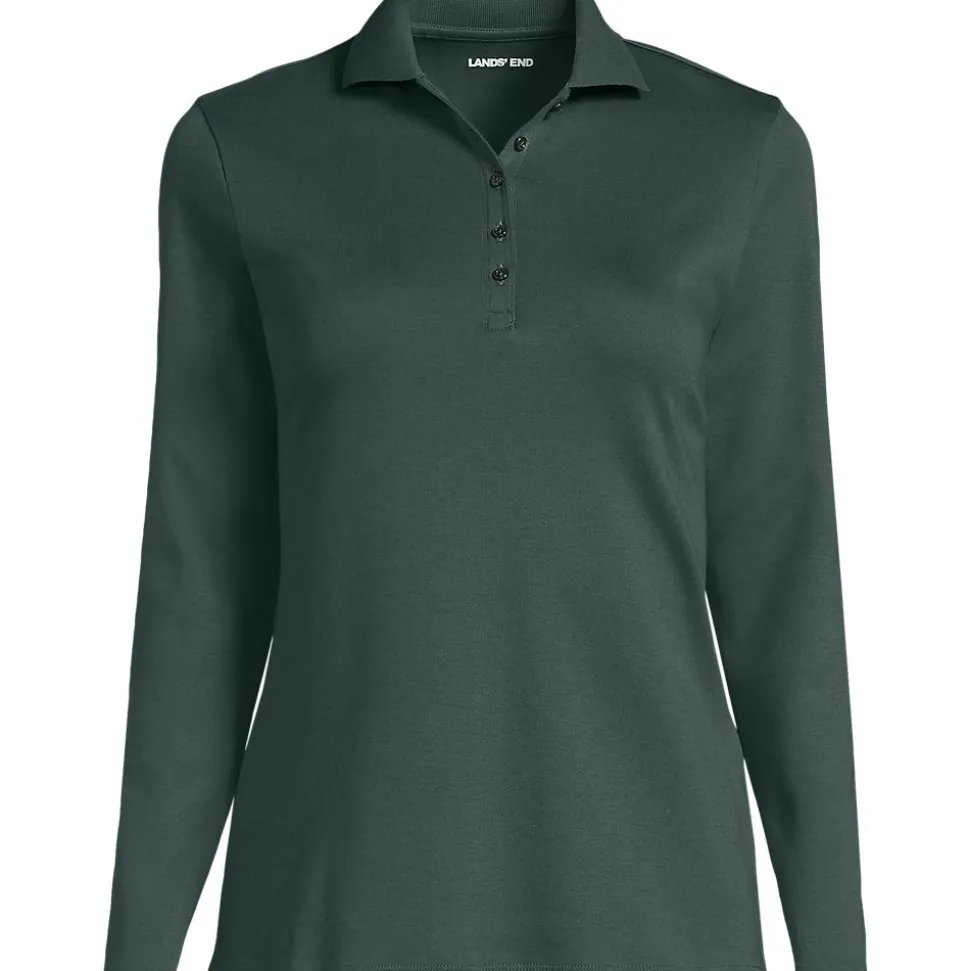 Supima-Poloshirt mit langen Ärmeln für Damen